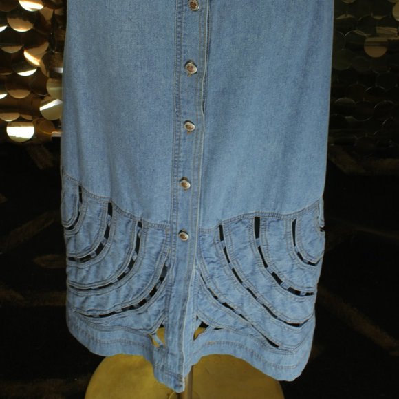Las Vegas Quality Brand Denim Lattice Maxi Skirt - Picture 1 of 8